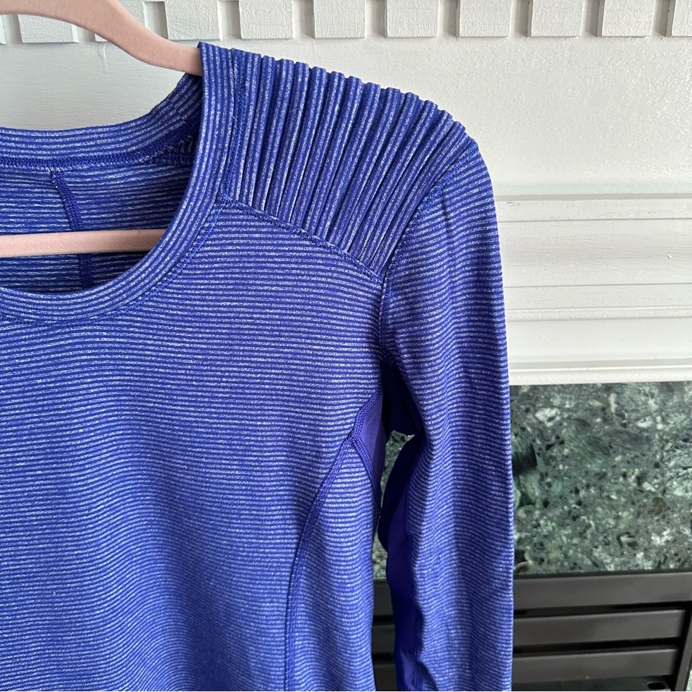 Lululemon Star Runner Long Sleeve Tonka Stripe Pigment Blue size 8 - Picture 7 of 8